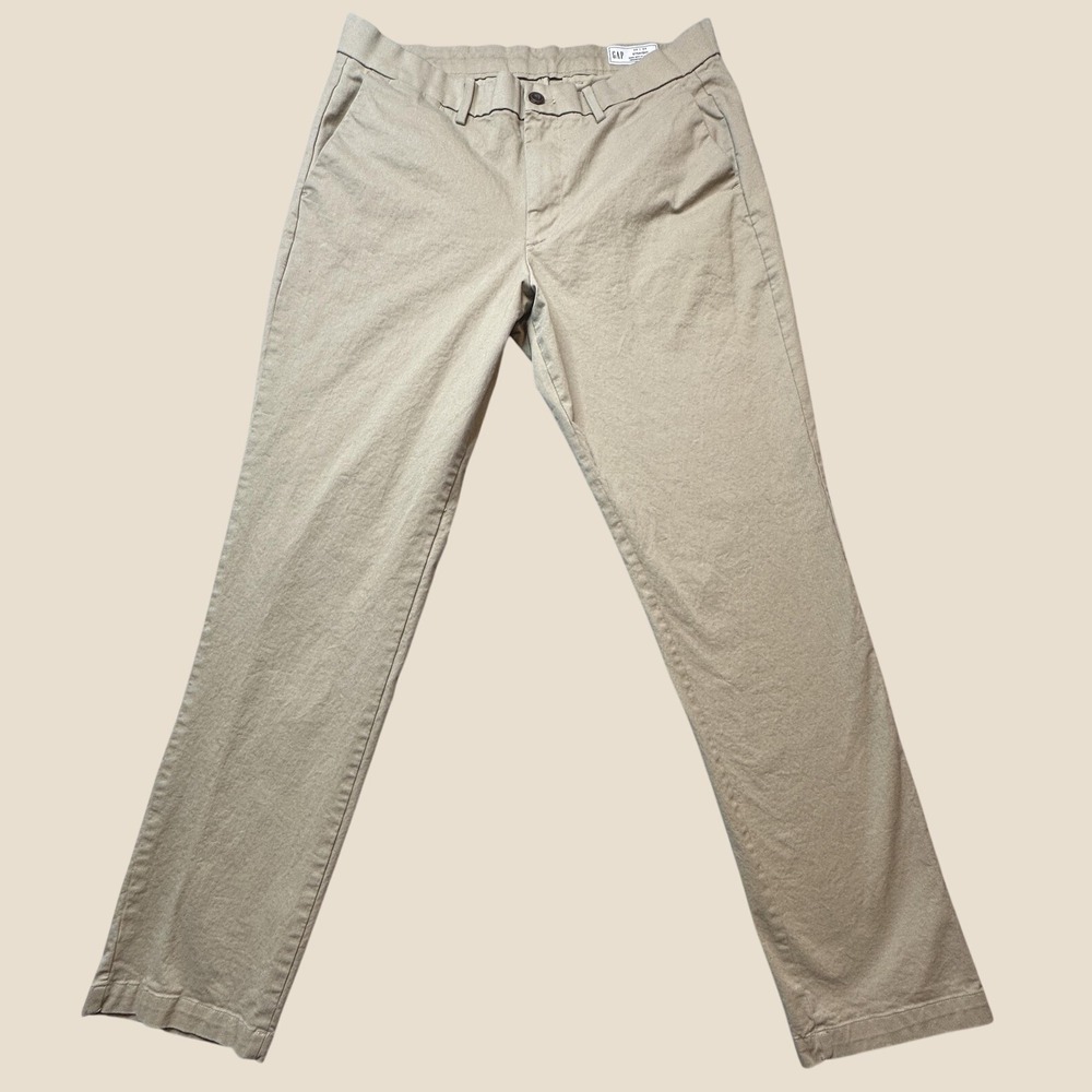 Gap Pants Mens 34x34 (33x33) Straight Performance Khaki Stretch S/472757-05